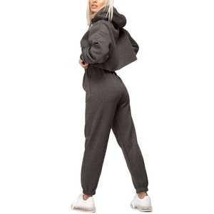 Survêtement à capuche personnalisé pour femmes Streetwear surdimensionné ensemble de jogging grande taille avec logo avant délavé Style en détresse - Product Image 4