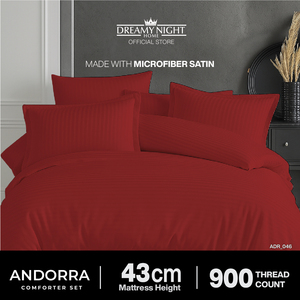 Dreamy Night Andorra Queen Juego de edredón sólido | 900TC Microfibra Satén Seda Relleno Suave Durable Elegante Ropa de cama Fundas de almohada - Product Image 6