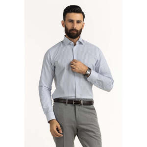 Modern Fit <b>Men's</b> Casual Dress <b>Shirts</b> 100% Cotton Poplin <b>Striped</b> Pattern <b>Long</b> <b>Sleeves</b> Size 3XL Anti-Wrinkle FS-STR25-243 - Product Image 6