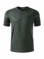 Service OEM en gros, t-shirts personnalisés pour hommes, motif uni, tricotés en coton/fibre de bambou, séchage rapide, respirants, vêtements de sport, course à pied
