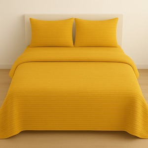 Sinada Home Modern Design Double Plain Knit Pattern Solid Style Mustard Color Pique <b>Set</b> for Hotels Travel Luxury <b>Towel</b> Blankets - Product Image 1