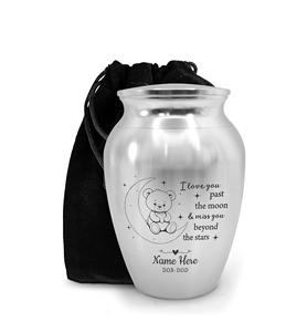 Urne commémorative gravée de souvenir décorative en acier inoxydable personnalisée pour la perte d'enfants d'urnes en argent de taille personnalisée - Product Image 1