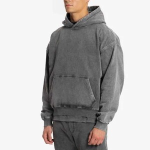 Sudadera con capucha Mens L Acid Wash Black Pullover Custom Bordado Fleece Hoodie - Product Image 4