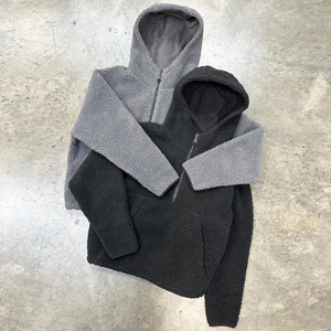 Sudaderas CON CAPUCHA DE Sherpa de lana suave y cálida para invierno con logotipo personalizado para hombre, jerséis gruesos lisos en blanco con media cremallera, patrón sólido de otoño con capucha - Product Image 2