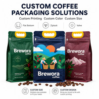 Bolsa de Fondo Plano Personalizada, Reciclable, de Alta Seguridad, para Envasado de Café, Grado Alimenticio, con Cierre Hermético y Válvula