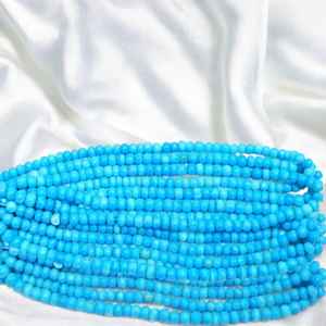 Cuentas Rondelle lisas de ópalo azul cielo Natural a granel al por mayor, hebras de 7mm y 10mm, materiales para hacer joyas de piedras preciosas sueltas de La India - Product Image 5