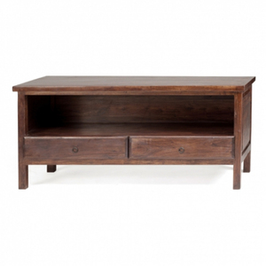 Gabinete de soporte de TV de madera maciza tradicional de lujo, 2 cajones de almacenamiento, acabado antiguo para el hogar, sala de estar, taller de granja - Product Image 1