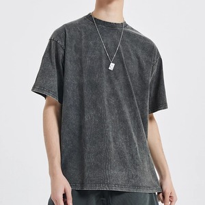 Conjunto de ropa de algodón lavado negro Vintage para hombre, camiseta de manga corta, camisetas, pantalones cortos de cintura elástica, trajes holgados informales de verano - Product Image 2