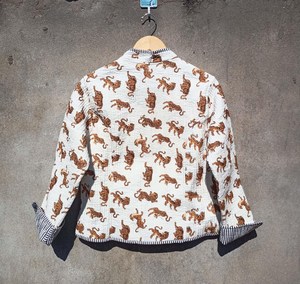 Animal Print <b>Jacket</b> Womens Boho <b>Quilted</b> Cotton Coat Handmade Reversible <b>Quilted</b> <b>Jacket</b> Lightweight Block Print Outerwear Gift - Product Image 2