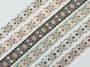 Venta al por mayor de tela de red bordada con flores, tela Sari embellecedora multicolor bordada, encaje de borde Sari para vestido de boda, zapato Lehenga - Product Image 3