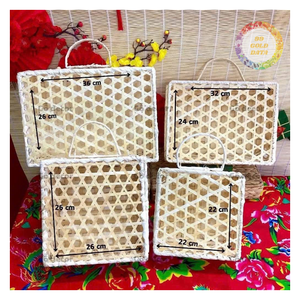 HANDWOVEN SUSTAINABLE BAMBOO <b>GIFT</b> STORAGE BASKET for FRUIT and CANDY CONTAINING GOOD APPEARANCE BAMBOO BASKET <b>BOX</b> SHAPE - CARYLN - Product Image 1