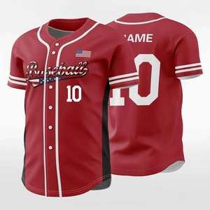 Maillot de baseball rouge pour homme de bonne qualité, taille personnalisée, vêtements de sport en polyester, respirant, manches courtes, maillot de football en stock - Product Image 1