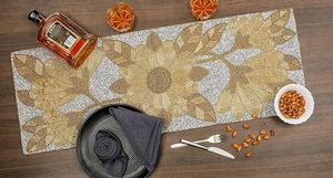 Christmas Decorative and Leaves Design Beaded <b>Runner</b> Placemat <b>Dining</b> <b>Table</b> Fancy Mat Handmade Decorative <b>Runners</b> for Wedding - Product Image 4