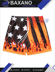 Short de football unisexe en maille respirante à motif étoile flamme, séchage rapide, taille élastique, streetwear urbain, été, 100 % polyester - Product Image 4