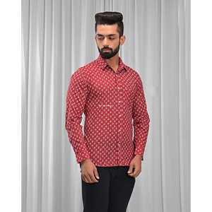 Chemise pour homme, 100% coton, imprimée avec des motifs floraux à pois, décontractée, manches longues, options de tissu popeline Oxford, fabrication ODM/OEM - Product Image 4