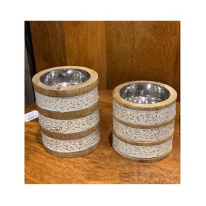 Juego de 2 quemadores de madera islámica Mabkhar, diseño maravilloso, quemador de incienso de forma redonda Bakhoor para uso en fiestas de bodas - Product Image 2