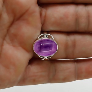 Anillo de amatista natural hecho a mano 925 Plata de Ley sólida Color Azul forma ovalada 925 Plata estampada anillo de joyería de plata hecho a mano - Product Image 4