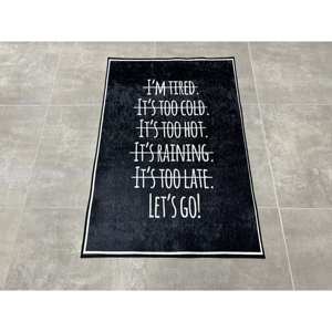 Alfombra Chenille Negra Decorativa para el Hogar con Frase Positiva 'Let's Go', Alfombra Delgada No Tejida - Product Image 1