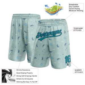 Pantalones Cortos Personalizados Aqua Teal-Navy Patrón 3D Cangrejos Pantalones Cortos Baloncesto Ropa Deportiva ommiz industry - Product Image 2