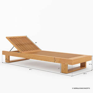 Chaise lounge de madera maciza de teca de alta calidad Briant con acabado natural para uso en exteriores en hoteles y parques - Product Image 3