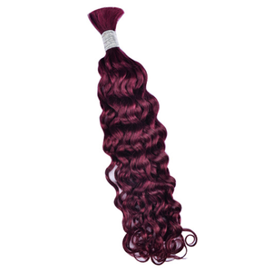 Extensiones de Cabello Remy Humano 100% Premium, Rizadas para Trenzar, de 16-24 Pulgadas de Largo, Trama Única # Tinte Borgoña 99J - Product Image 1