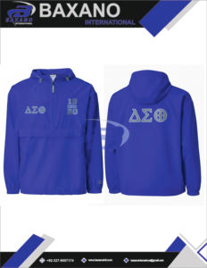 เสื้อแจ็คเก็ตสตรีชมรมเดลต้า ซิกมา ทีต้า ลายตัวอักษรกรีก 1920 SOROR เสื้อพูลโอเวอร์สีน้ำเงินรอยัล เสื้อกันลม ซีต้า โซโล ปักลาย สตรีทแวร์ DST - Product Image 5