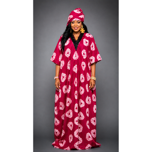 Foulard in cotone con stampa africana e disegni a triangolo bianco - Product Image 1