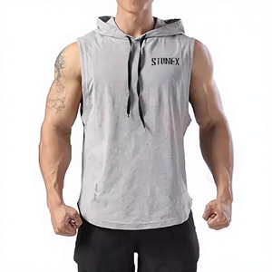 Hot Sale <b>Mens</b> Sleeveless <b>Hooded</b> Tank <b>Top</b> Gym Fitness Training Workout Muscle Hoodie OEM Services High Quality - Product Image 1