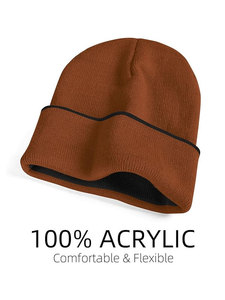 Best Selling Acrylic Cuff Beanies with Custom Logo <b>Men</b> Beanie Manufacturer <b>Knitted</b> Jacquard Cap Winter <b>Hats</b> - Product Image 5