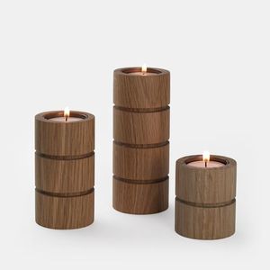 ที่ตั้งเทียน2ชิ้นสำหรับตกแต่งบ้านทำจากไม้มะม่วงโลหะขัดเงาเข้ม - Product Image 3