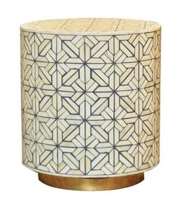 Tabouret personnalisé en incrustation d'os |   Tabouret en bois artisanal avec incrustations - Product Image 1