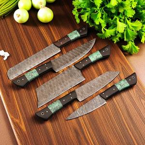 Juego de Cuchillos de Chef de Cinco Piezas de Acero de Damasco con Mangos de Resina, Cuchillos Profesionales Hechos a Mano OEM - Forja Nórdica - Product Image 4
