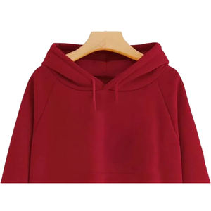 Robe sweat-shirt d'hiver en molleton 100% coton pour femme, personnalisée, écologique, respirante, coupe-vent, avec broderie en relief sur le devant, rouge, col rond - Product Image 4