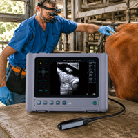 Tragbarer Veterinär-Ultraschallscanner mit 8-Zoll-Linearschallkopf, Wasserdicht, Doppel-Touchscreen und 6,5 MHz Rektalsonde für Rinder, Pferde und Kühe