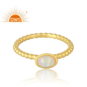 Latest Selling 925 Sterling <b>Silver</b> 18K Gold Plated Natural Ethiopian <b>Opal</b> Gemstone <b>Ring</b> Demi Fine Jewelry For Women Gift For Her - Product Image 3