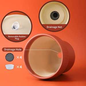 Jardinière rectangulaire en céramique écologique à auto-arrosage, faite à la main en Inde, style ferme moderne, vase de table décoratif - Product Image 4