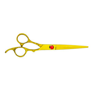 Vente en gros de ciseaux de coiffeur en or, lame tranchante, ciseaux de coupe de cheveux en acier inoxydable avec vis fantaisie et étui en cuir - Product Image 5