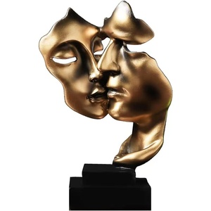 Decoración Moderna para el Hogar, Escultura Abstracta de Pareja Dorada Antigua, Metal de Aluminio Decorativo, Paquete de Piezas Múltiples Móviles, Artesanía Metálica - Product Image 1