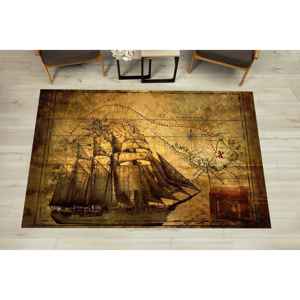 Alfombra Estampada con Mapa del Tesoro de los Piratas Antiguos, Antideslizante, Decoración Artística, para Salón, Entrada, Alfombra de Terciopelo - Product Image 1
