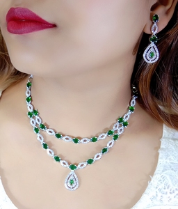 Conjunto de collar de doble capa hecho a mano de tendencia con piedras AD para bodas, compromisos, aniversarios, fiestas, gran idea de regalo - Product Image 5