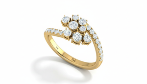 Anillo de Diamantes Naturales de Lujo para Mujer, Chapado en Rodio de 14K, con 24 Diamantes Redondos de Corte Brillante |   0.80Ctw Color G - Product Image 4