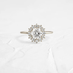 Anillo de compromiso de racimo clásico chapado en oro auténtico corte Moissanite VVS GRA anillos de boda certificados aniversario - Product Image 5