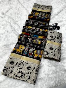 El Sari indio más atractivo con algodón Tussal Dori Work Blusa simple y tela de seda para adultos Mujeres para fiestas - Product Image 4