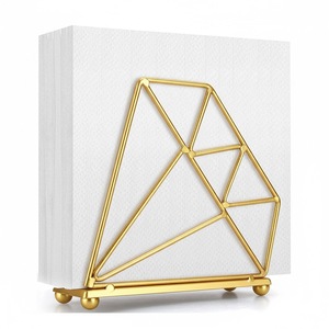 Diamond Design Metal Golden Napkin Holder Best Shape for Home and Restaurant Tabletop Decorative <b>Tissue</b> Holder - Product Image 1