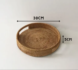 Plateau en rotin exquis fabriqué au Vietnam avec poignées en bois Ustensiles de service sophistiqués élégants pour les accents de table à thé et l'utilisation de légumes - Product Image 6