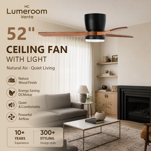 USA In Stock 52 Inch <b>Ceiling</b> Fan with <b>Light</b> Solid Wood Blades Quiet DC Motor <b>Remote</b> <b>Control</b> for Living Room Modern Home - Product Image 1