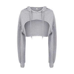 Sweat-shirts courts pour femmes, utilisation en hiver, coton/polyester, séchage rapide, respirant, anti-boulochage, sweat-shirts courts pour femmes - Product Image 1