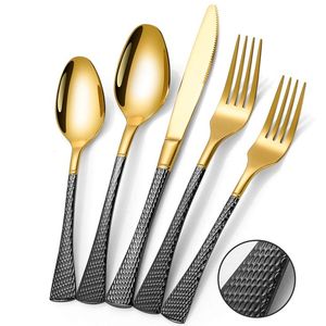 Ensemble de couverts en acier, dernier design de poignée, nouveau classique artisanal, banquet, cuillère en acier utilisée, ensemble de dessert, 5 pièces - Product Image 3