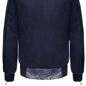 Top Quality New Detachable Rex Collar Fur <b>Blue</b> Python Embossed Leather Jacket For <b>Men</b> New Snakeskin Bomber Jacket - Product Image 6