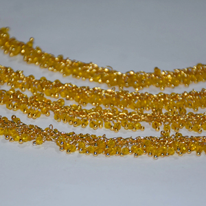 Chaîne de chapelet de perles Hydro de quartz jaune enveloppée de fil plaqué argent de qualité supérieure, chaîne de perles de chapelet épais pour la recherche de bijoux - Product Image 3